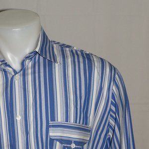 Claude Bonucci Flap Pocket Striped Dress Shirt 17